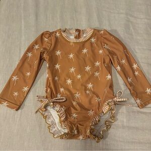 Caden Lane Long Sleeve Rash Guard with Ruffle Bottom 2T